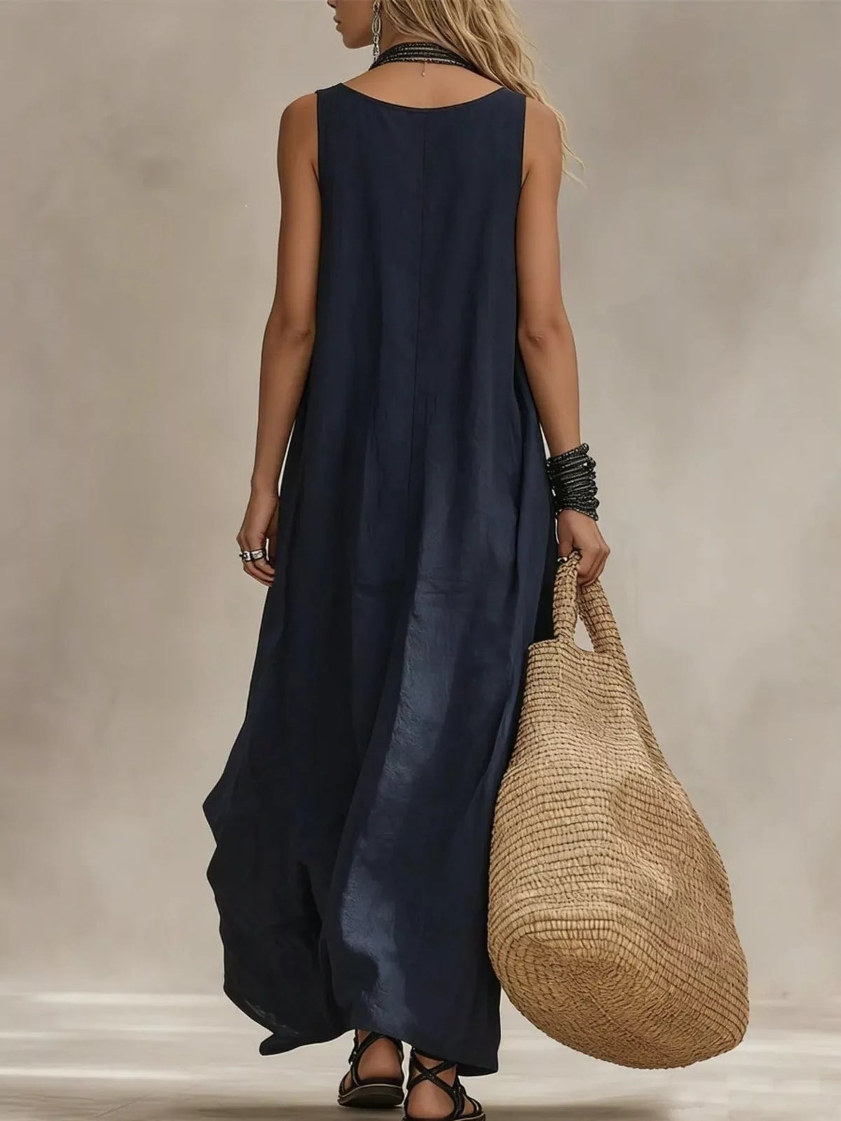Full length column maxi dress back view