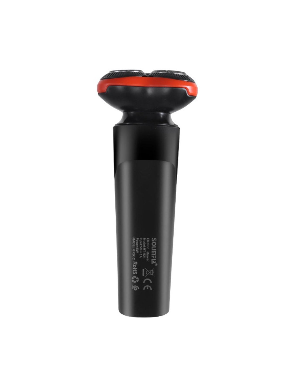 Man using rotary shaver on face