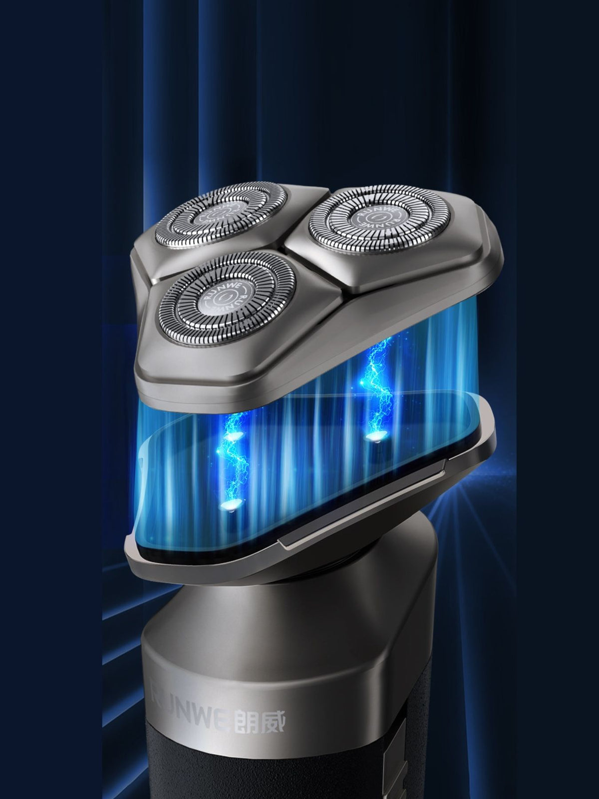 Purple rotary shaver side view