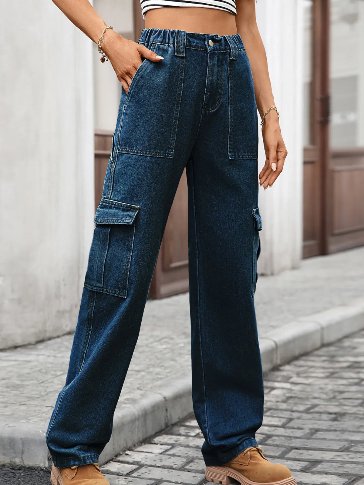 High Waisted Cargo Jeans, view 8