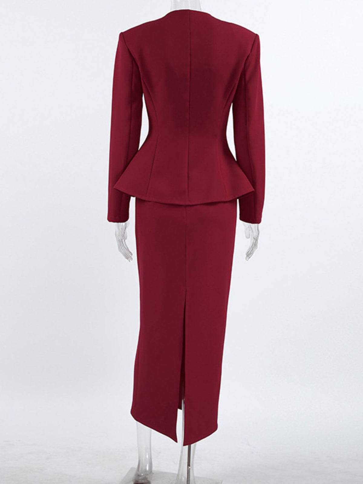 Blazer and skirt set back view