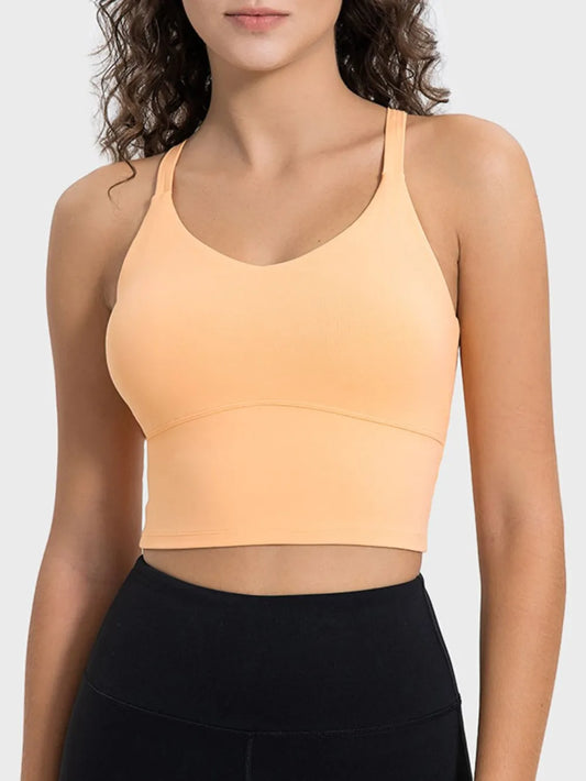 Millennia Crisscross Round Neck Active Tank Sherbet - Fashorio