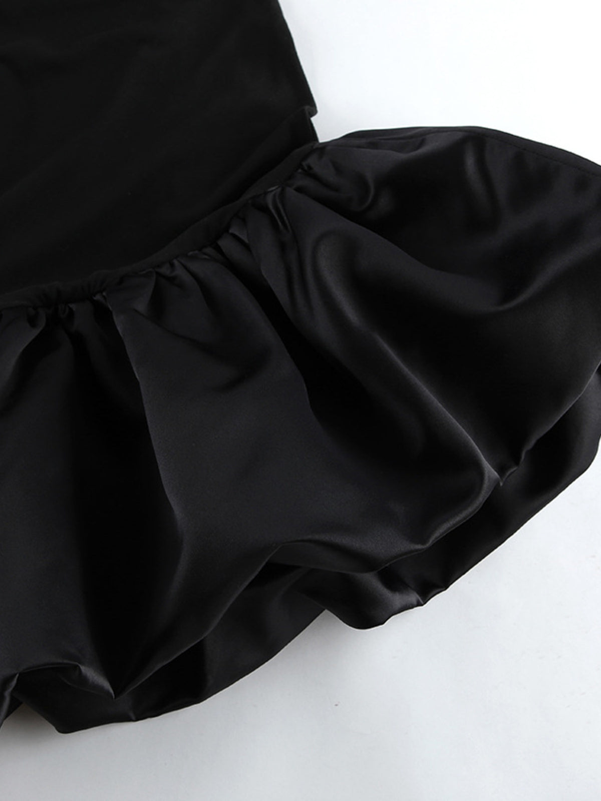 Black off shoulder ruffle hem mini dress sleeve detail