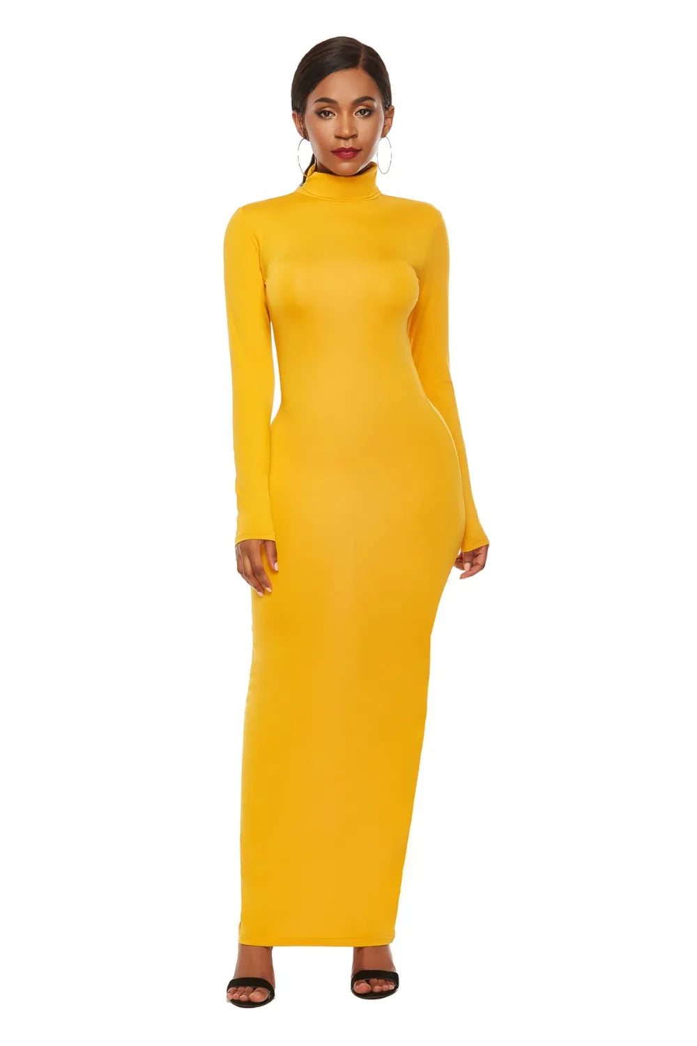 Long sleeve maxi dress in dark blue