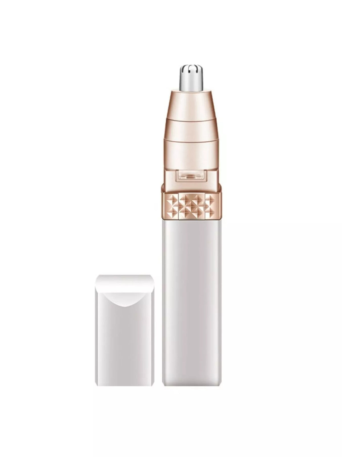 Nose hair trimmer held in hand