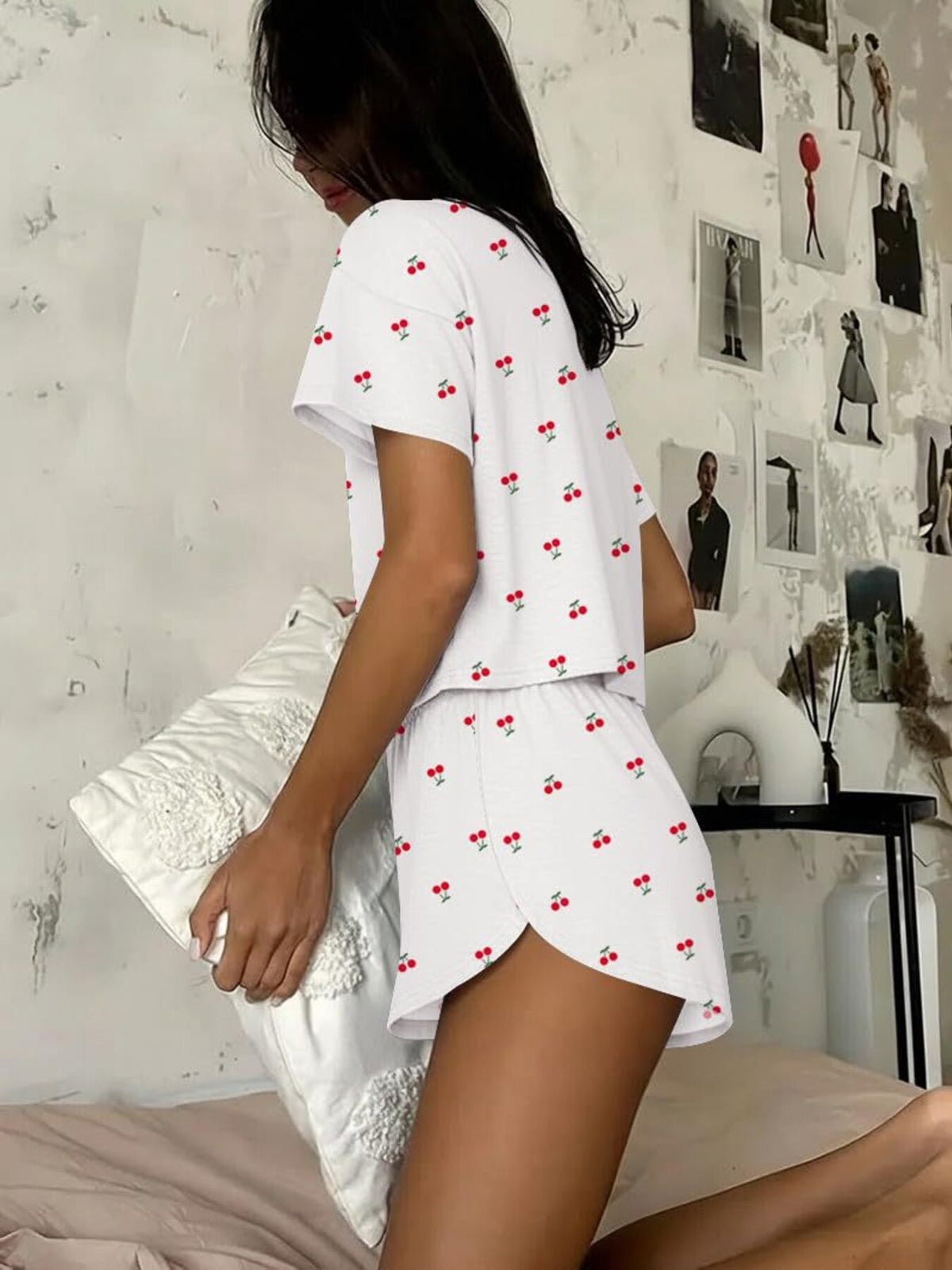 Printed Round Neck Tee and Shorts Set, view 16