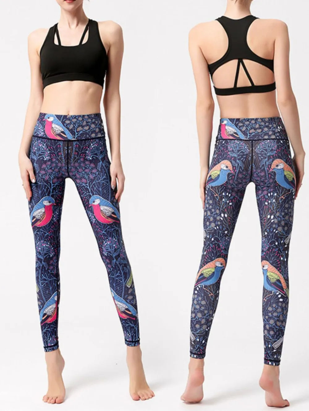 Printed High Waist Active Leggings - Fashorio
