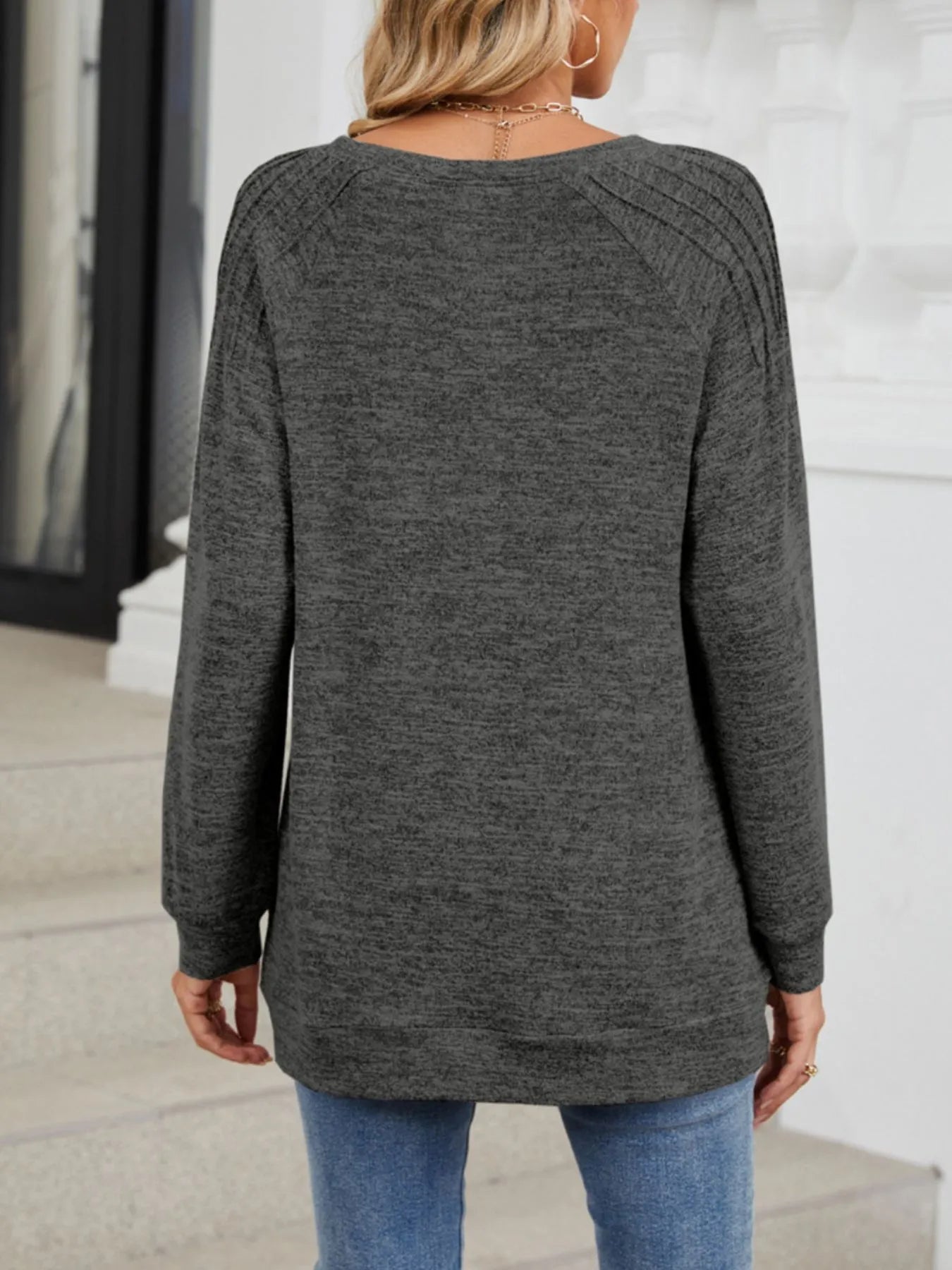 Round Neck Long Sleeve T-Shirt - Fashorio