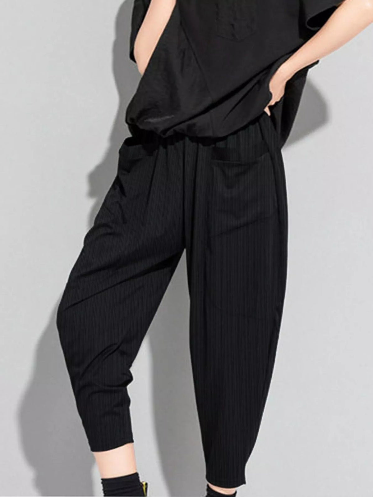 Plus size loose fit harem pants back view