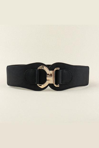 Alloy Buckle Elastic Belt Black One Size - Fashorio