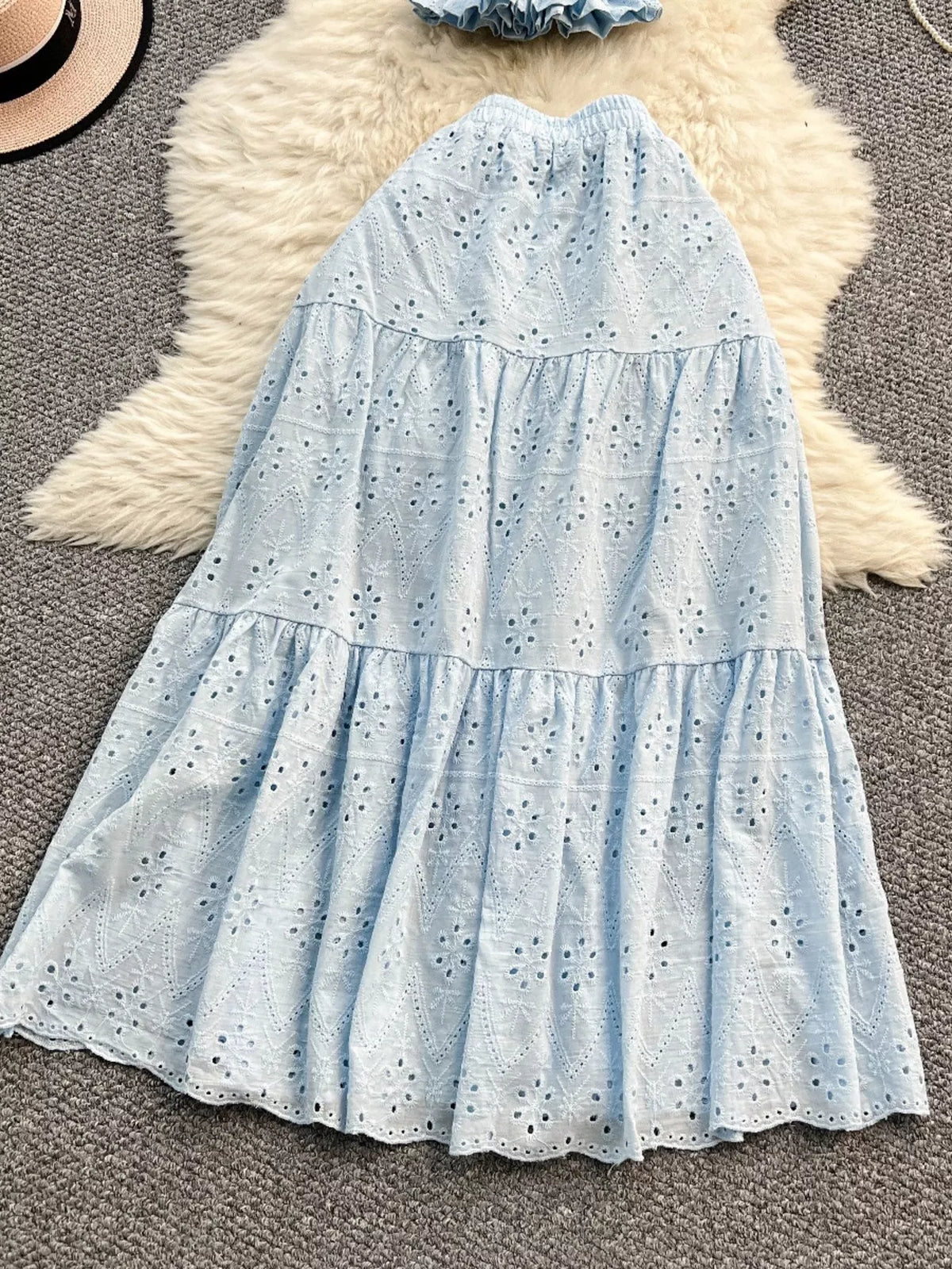 Coordinated smocked set styled outdoors