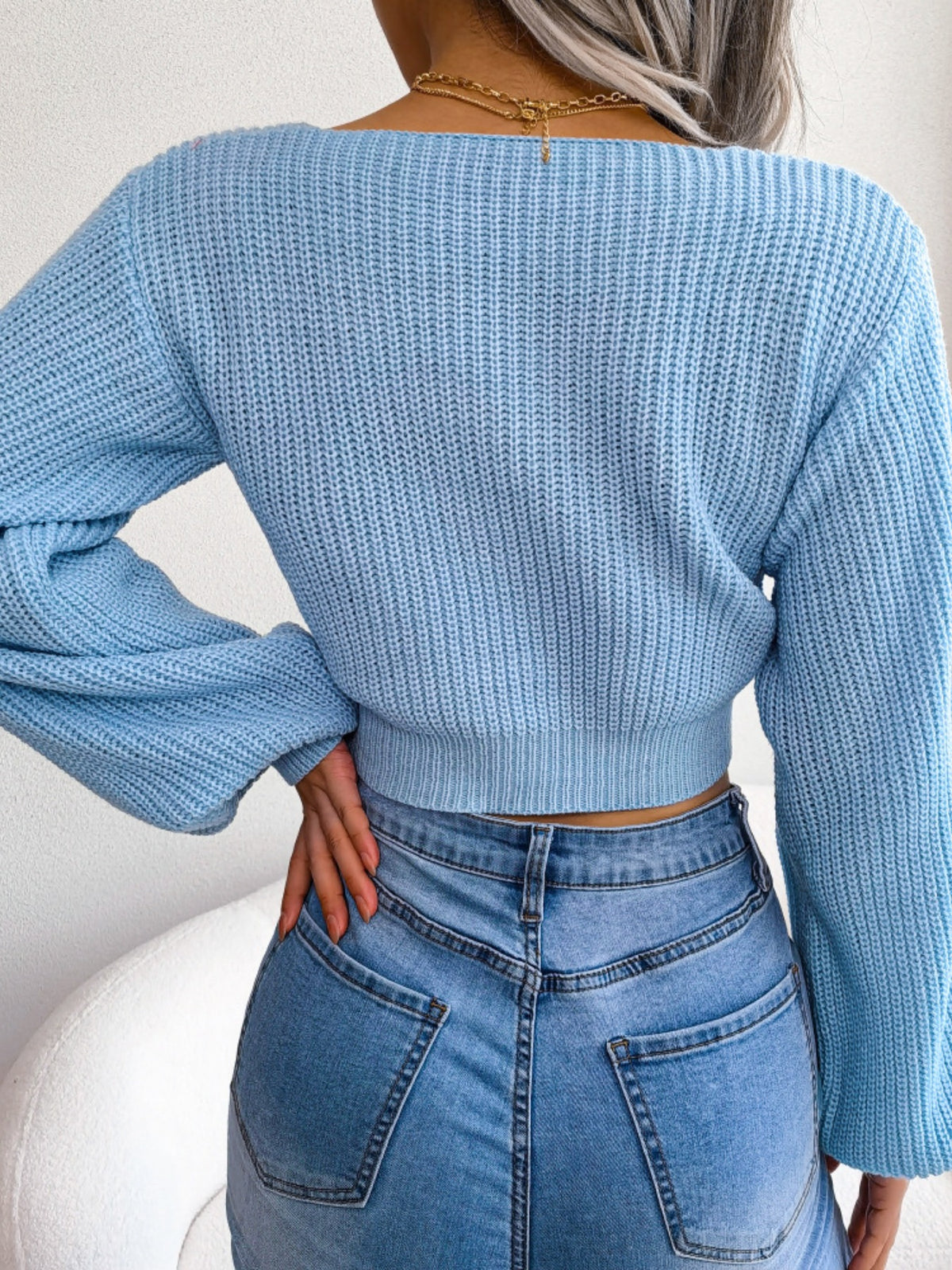 Tie-Front Cropped Sweater, view 19