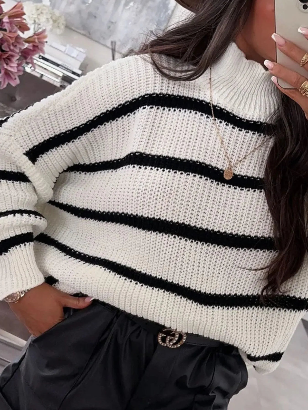 Striped turtleneck in black colorway