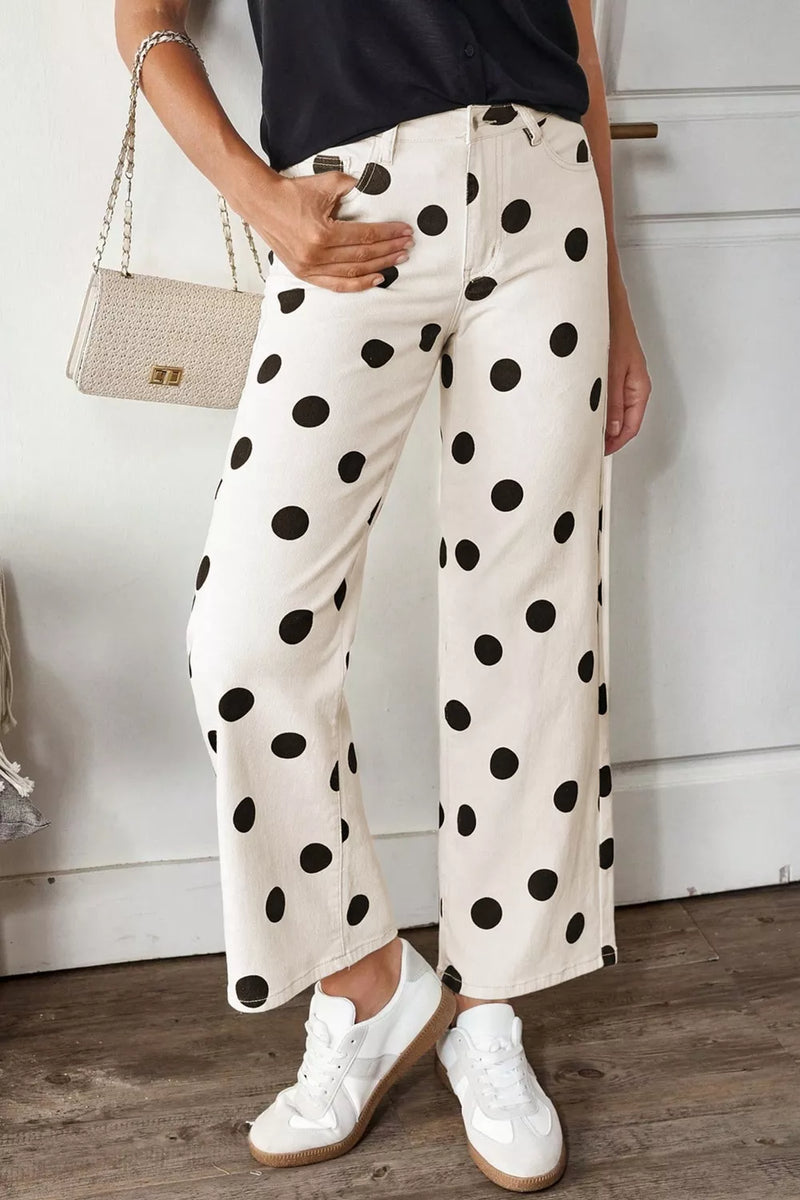 Polka dot loose fit jeans front view