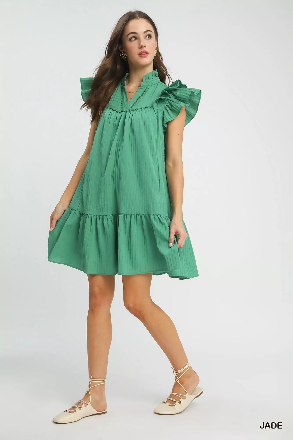Flutter Sleeve Tiered Dress back view