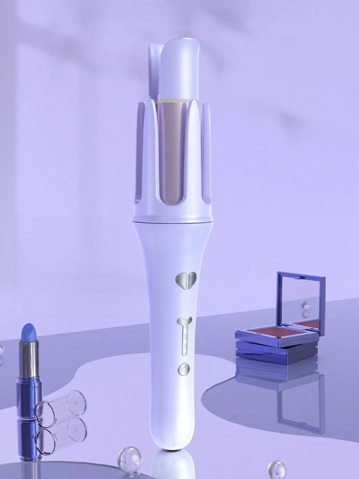 Automatic rotating adjustable curling iron front view