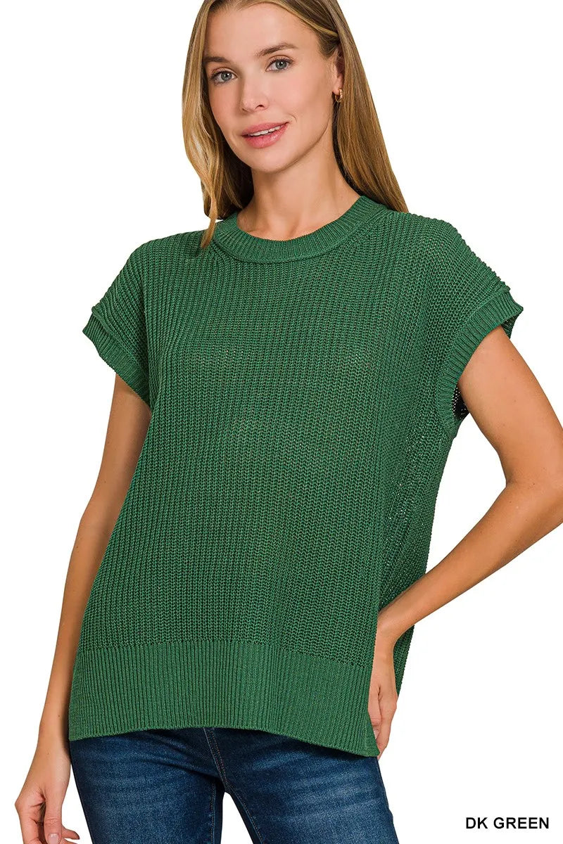 Oversized Crew Neck Sweater in Dark Green