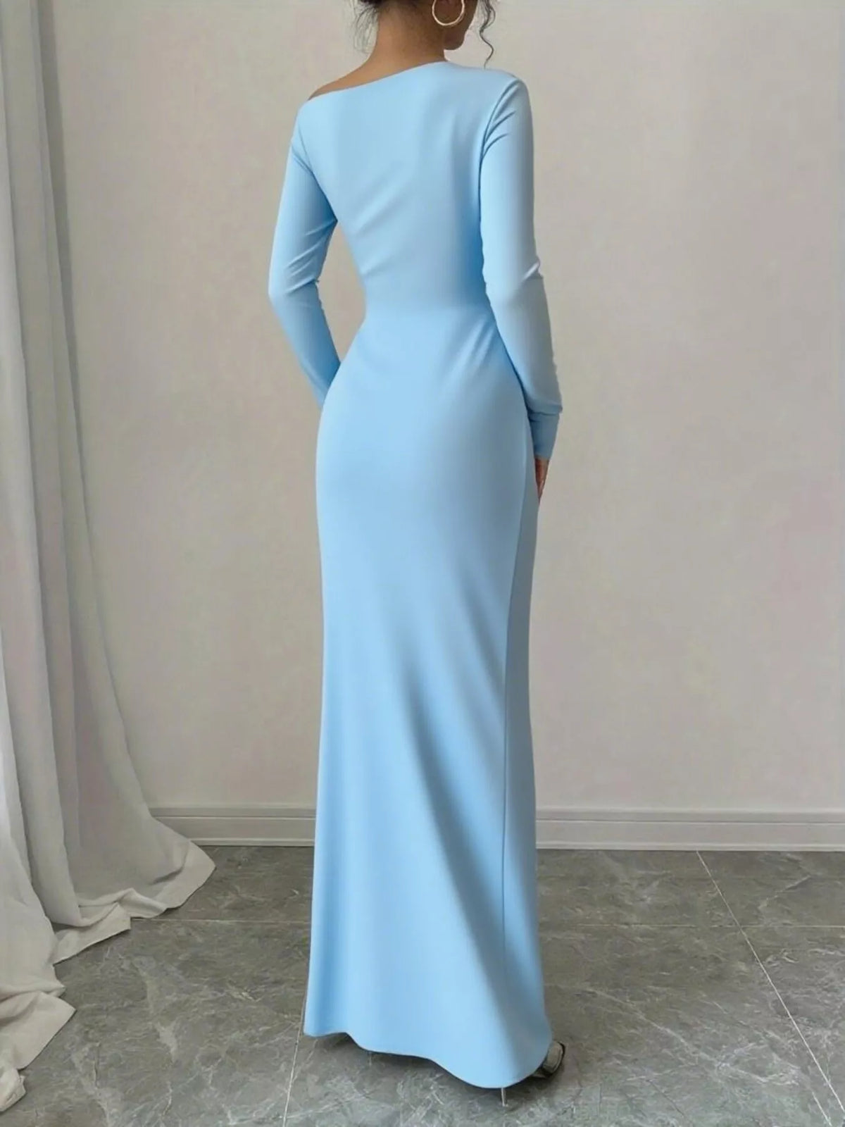 Floral one shoulder dress in neutral shade