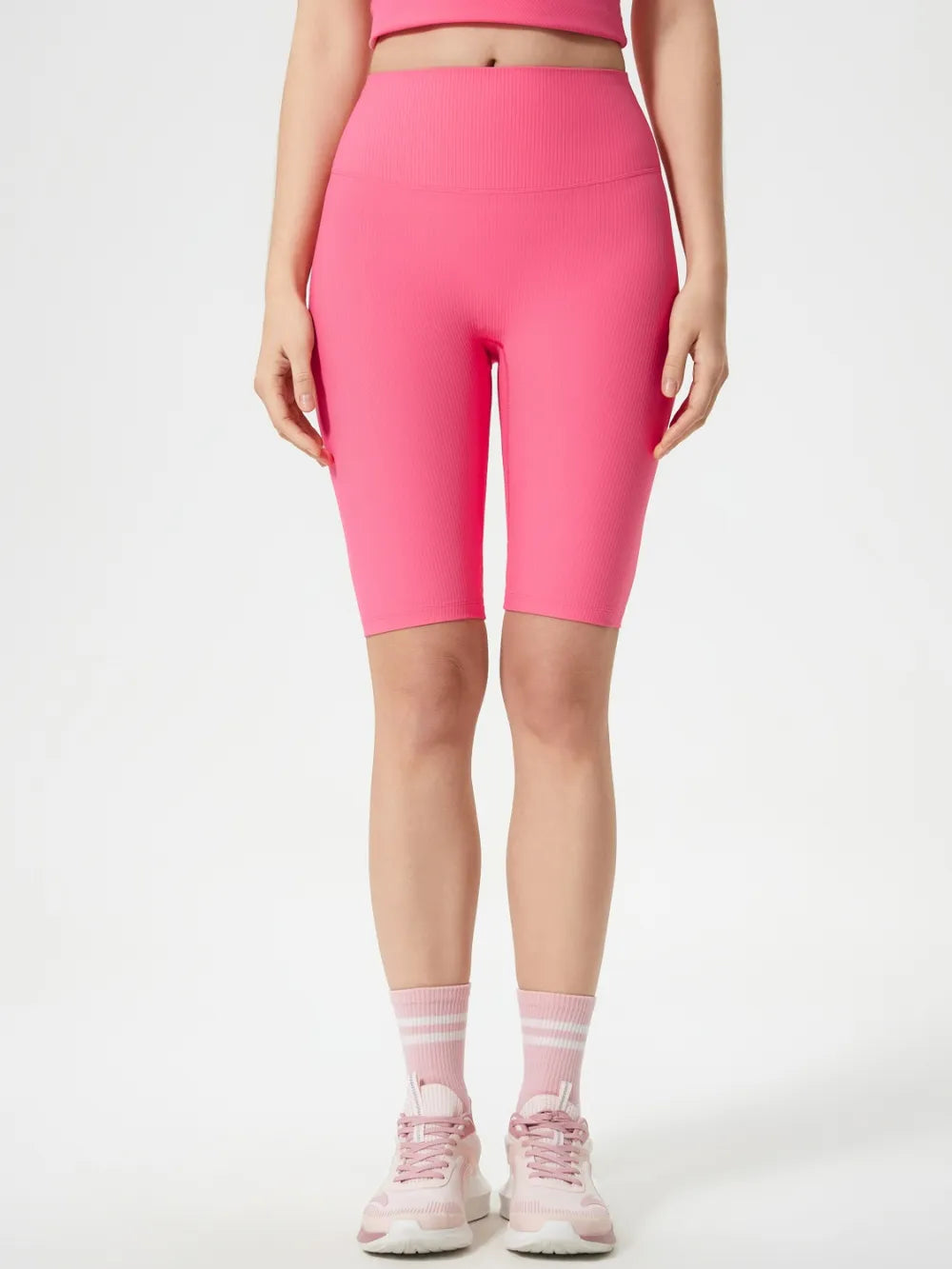 High waist stretch active shorts styled view