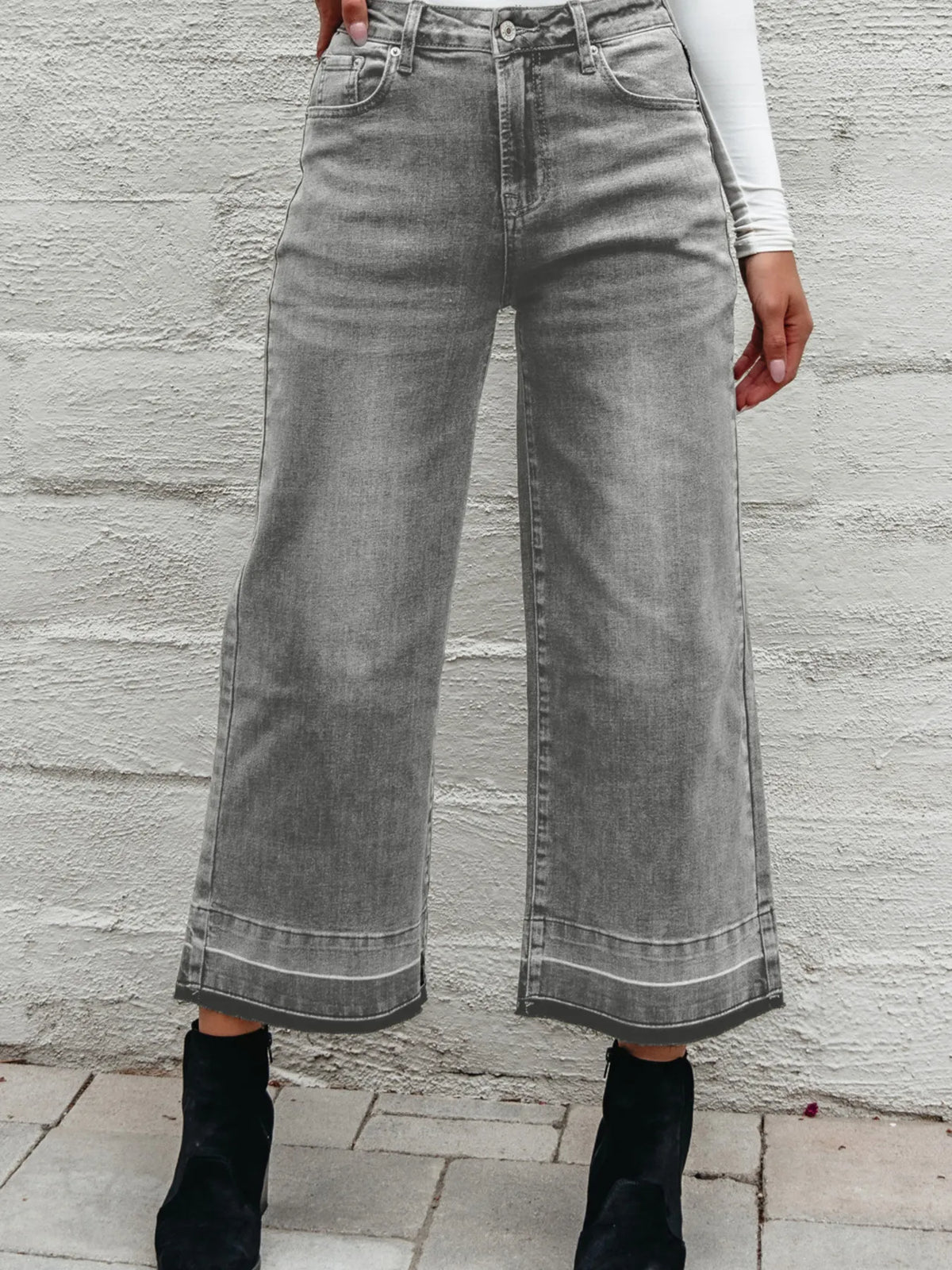 High Waist Wide Leg Washed Jeans, view 22