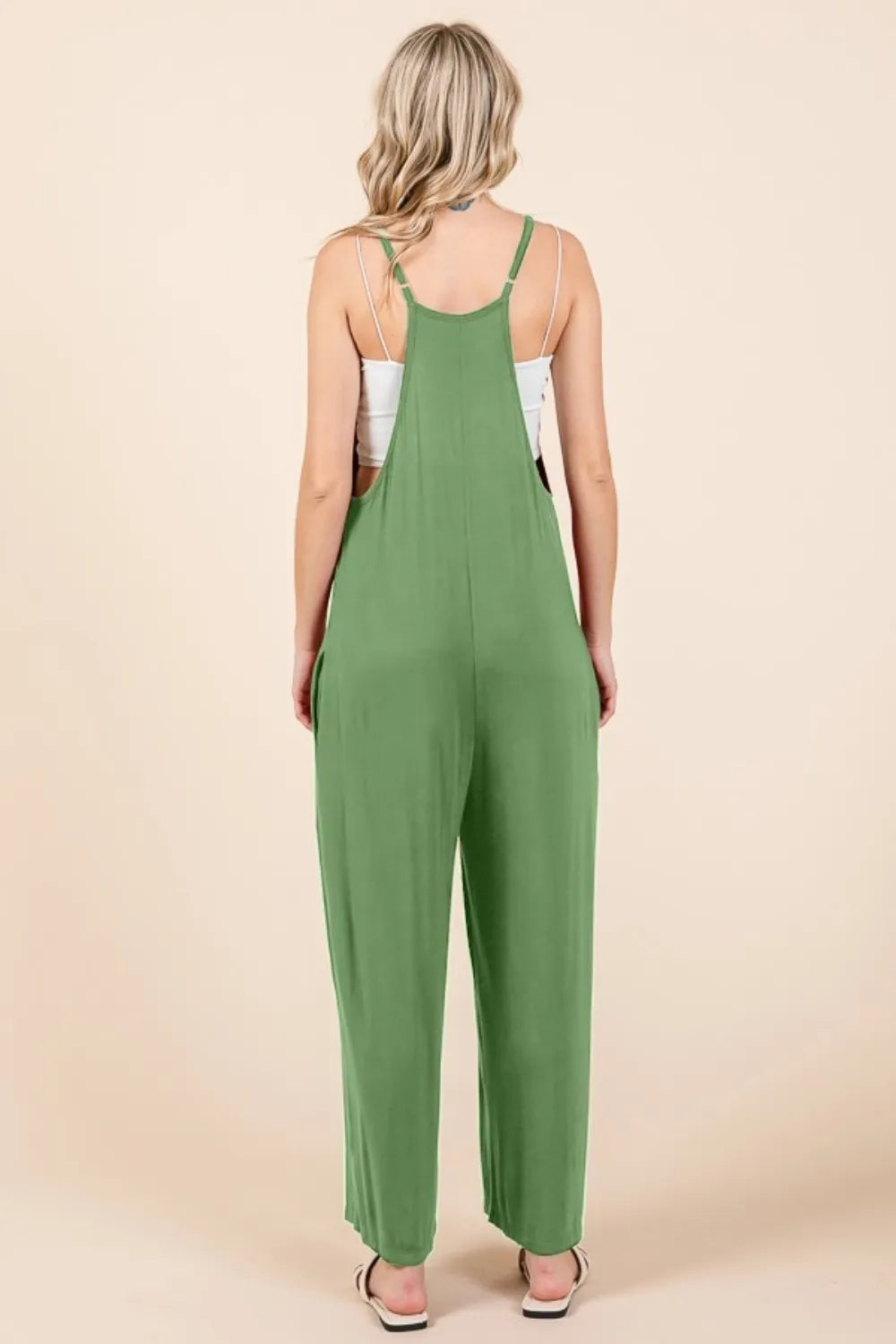 Sleeveless Wide Leg Jumpsuit with Pockets back view