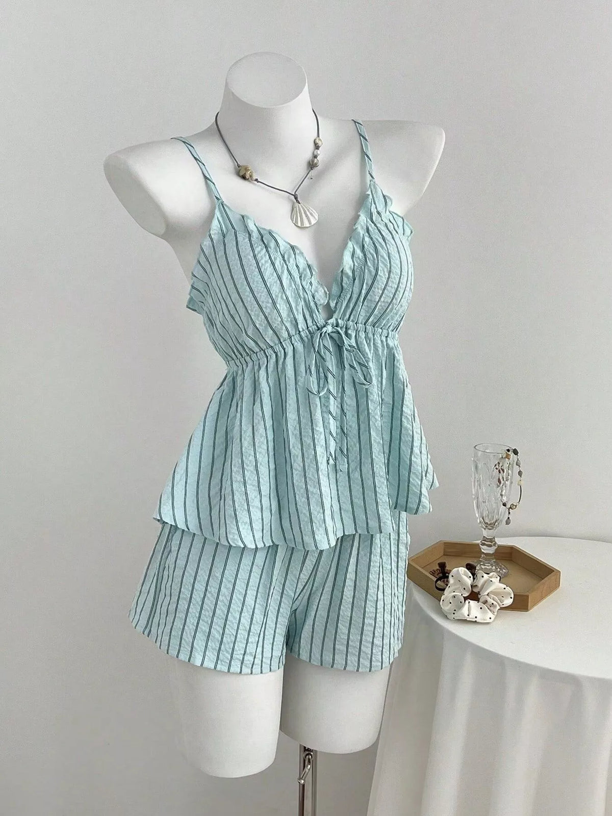 Striped shorts coordinating fit detail