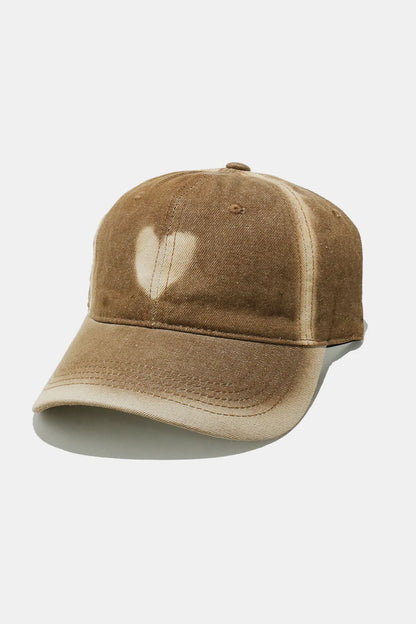 Heart Cotton Baseball Cap Caramel One Size - Fashorio