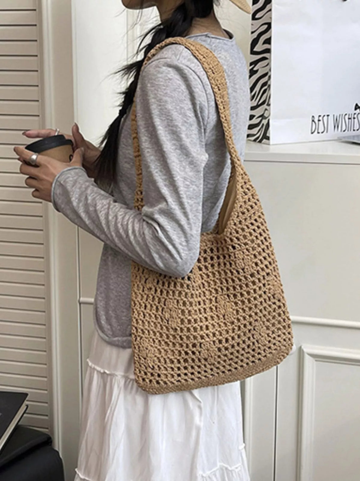 Crochet bag interior view