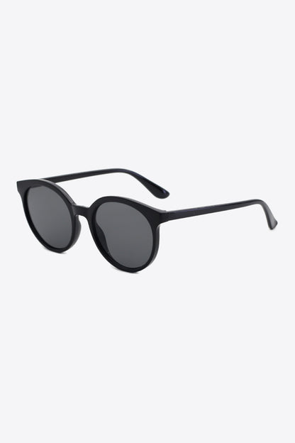 Round Full Rim Polycarbonate Frame Sunglasses Black One Size - Fashorio