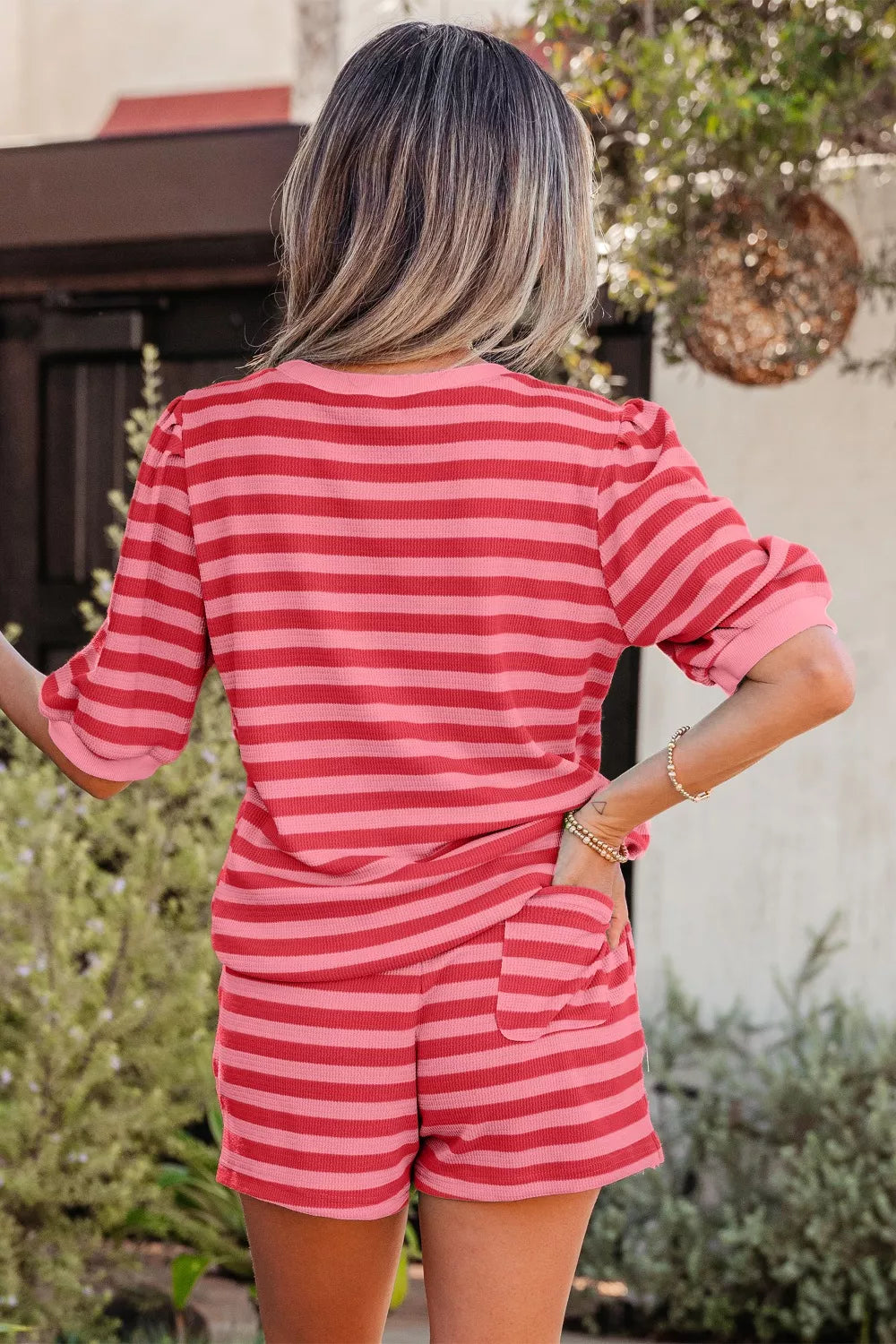 Drawstring shorts from striped two piece set