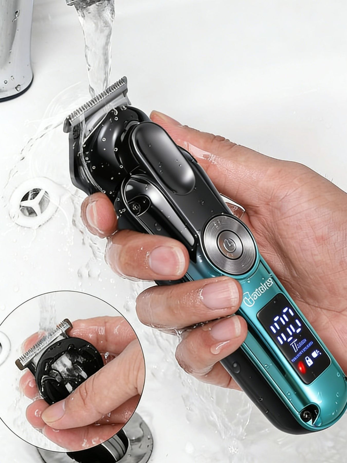 Cordless waterproof hair clipper full view