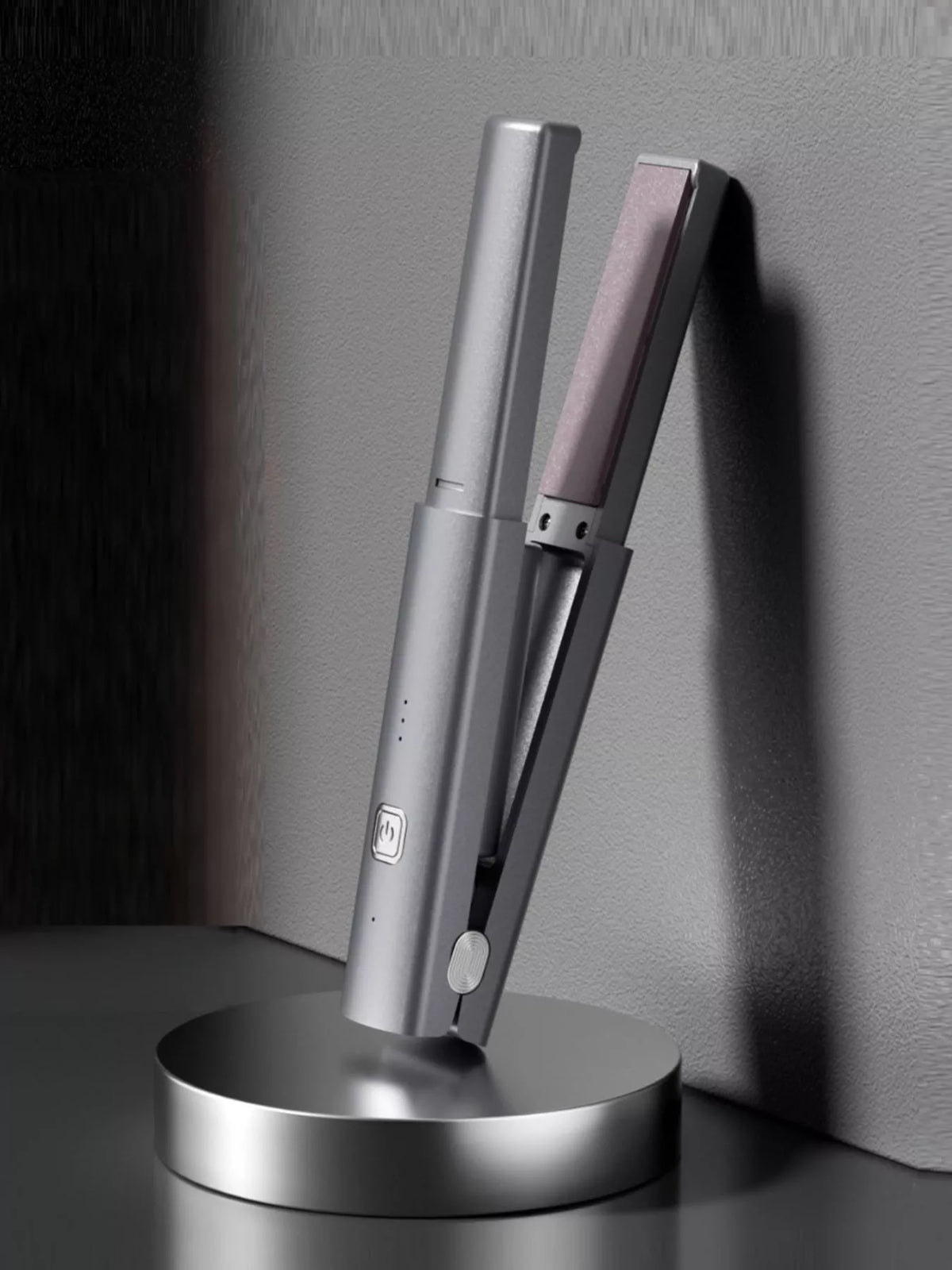 Light indigo hair straightener side view