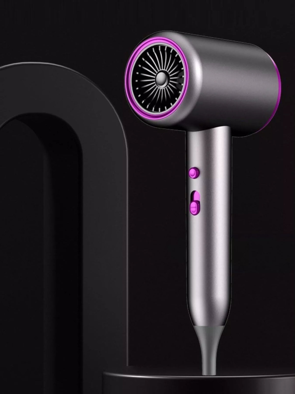 Hair dryer shown from the front nozzle