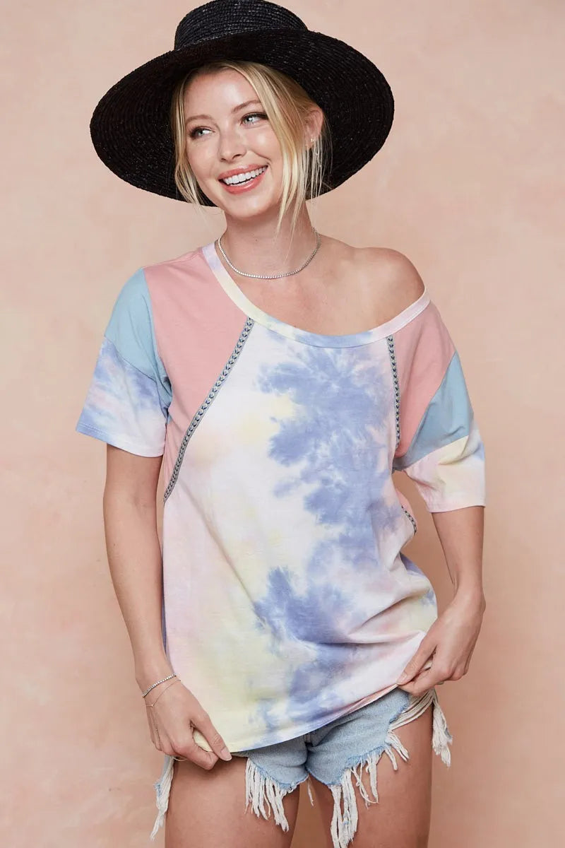Tie dye cotton top relaxed fit view