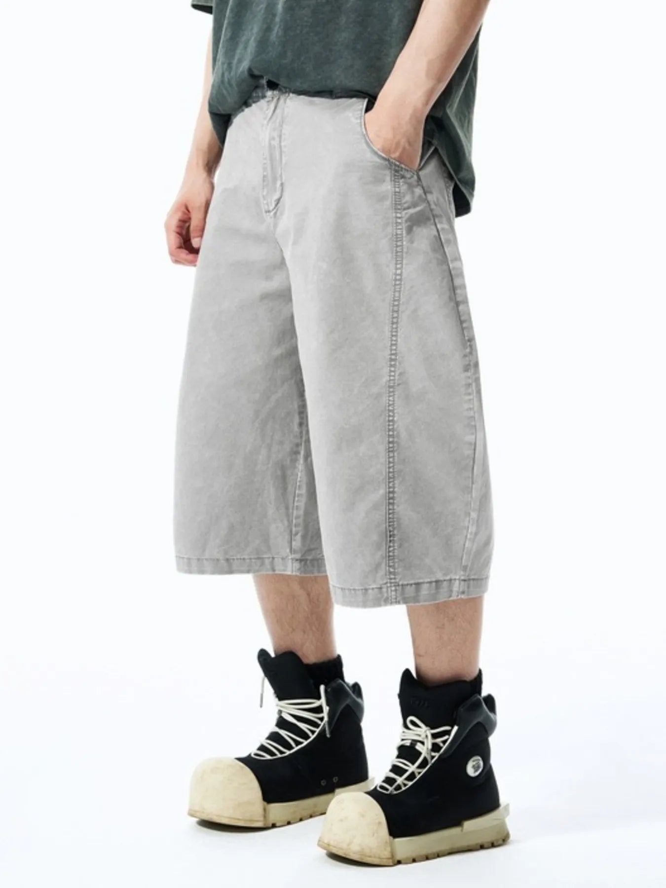 Men's Washed Wide Leg Denim Shorts - Fashorio