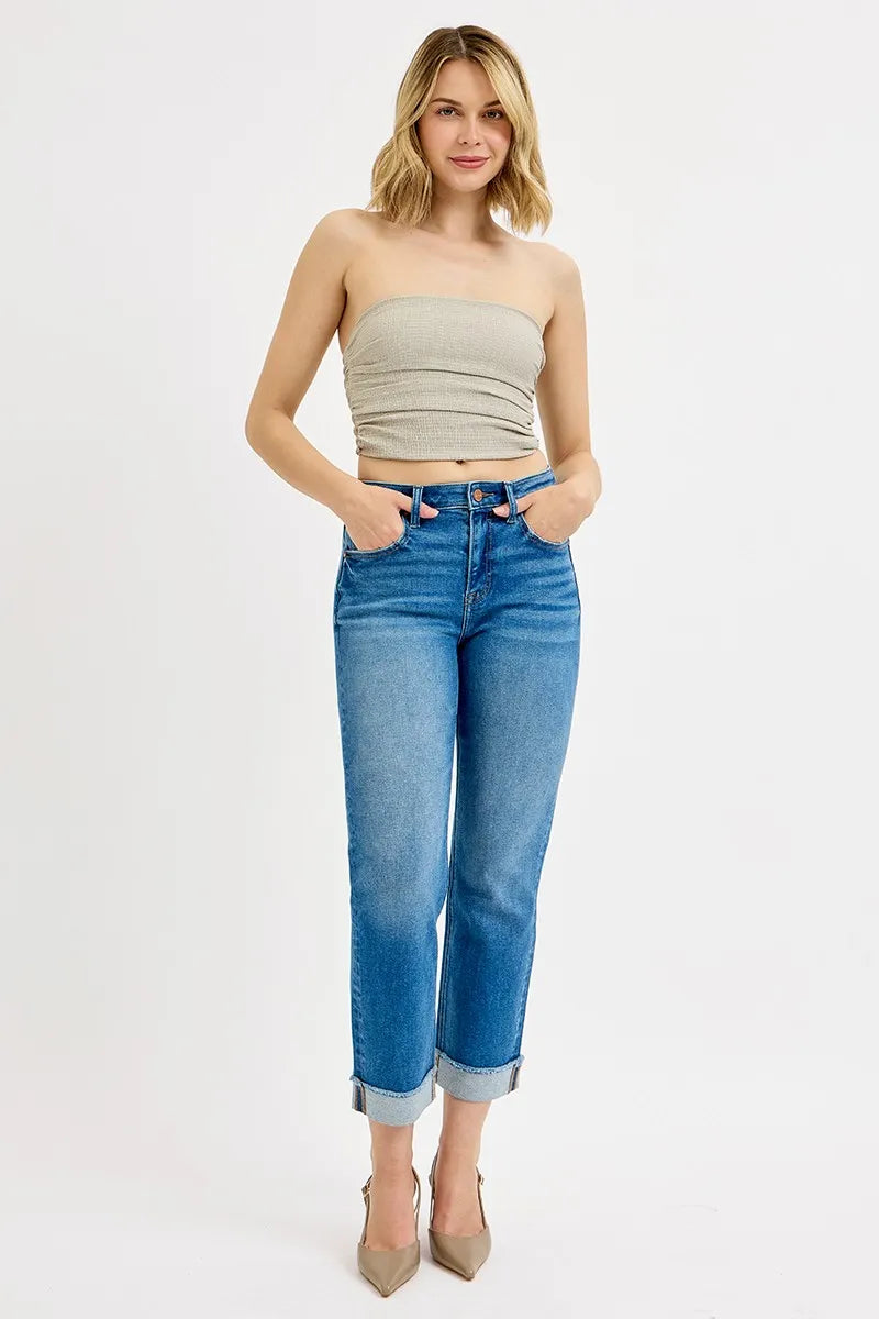 RISEN Full Size High Rise Boyfriend Fit Ankle Jeans Plus SIze - Fashorio