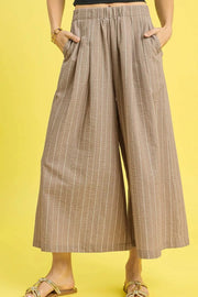 Umgee Pinstripe Crop Palazzo Pants Camel - Fashorio