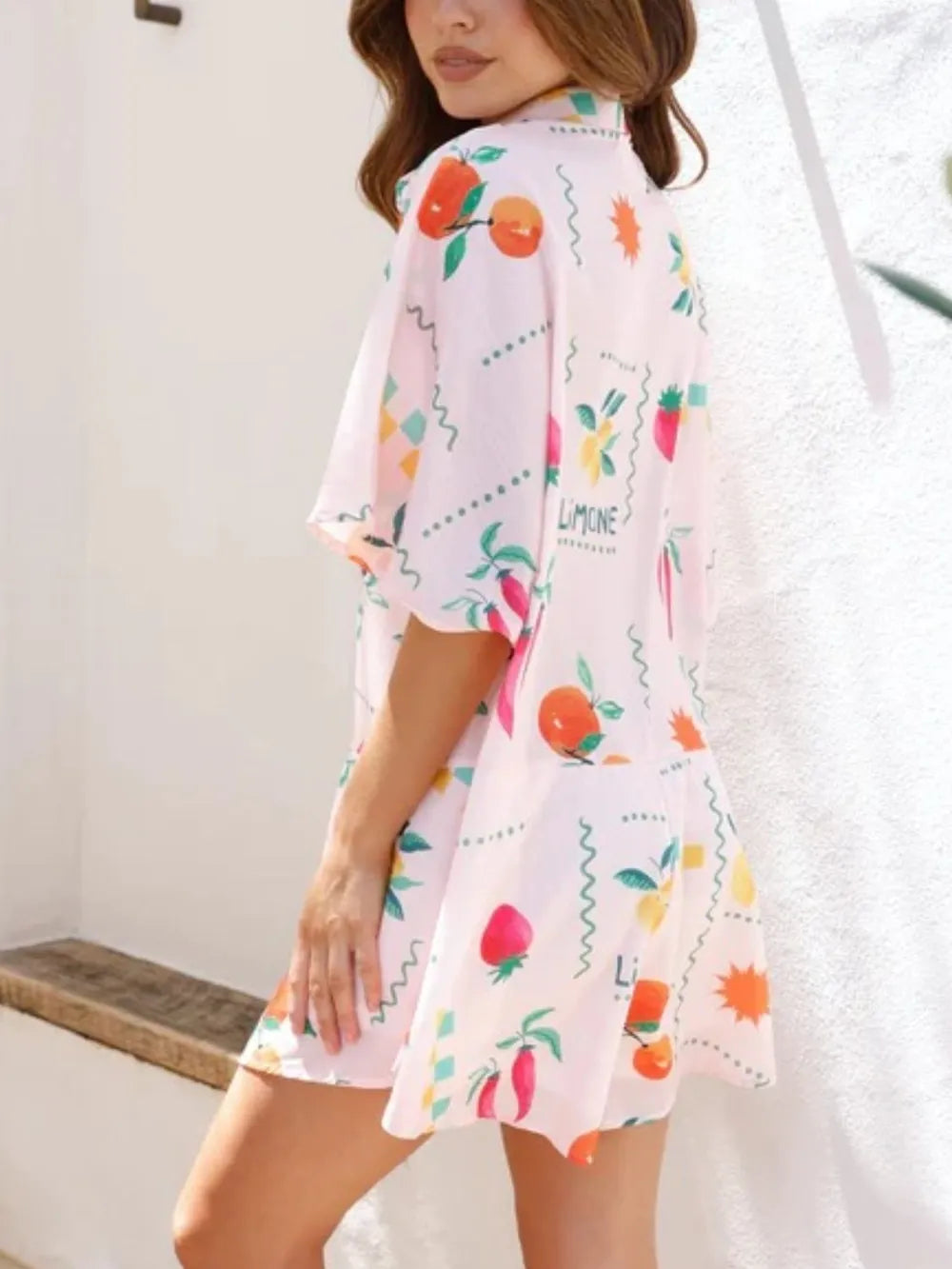 Half sleeve printed romper side view