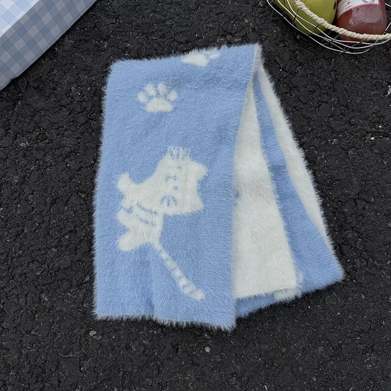 Soft plush scarf shown in a light color option
