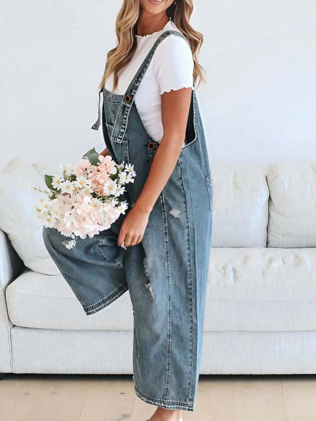 Denim overalls black wash view