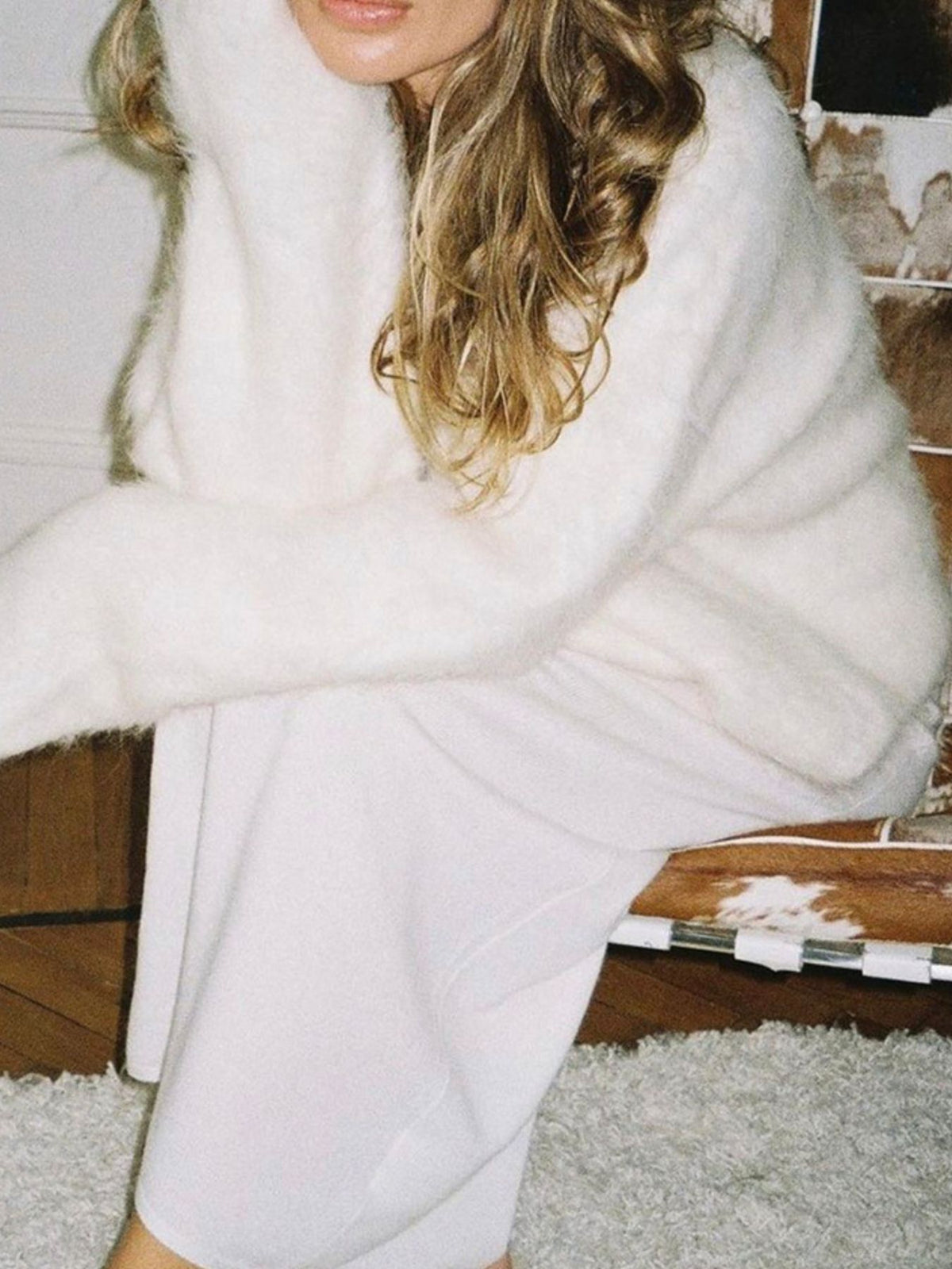 Fuzzy Round Neck Long Sleeve Sweater, view 11
