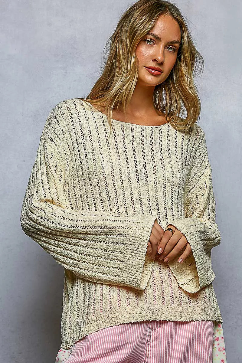Open weave knit sweater texture detail