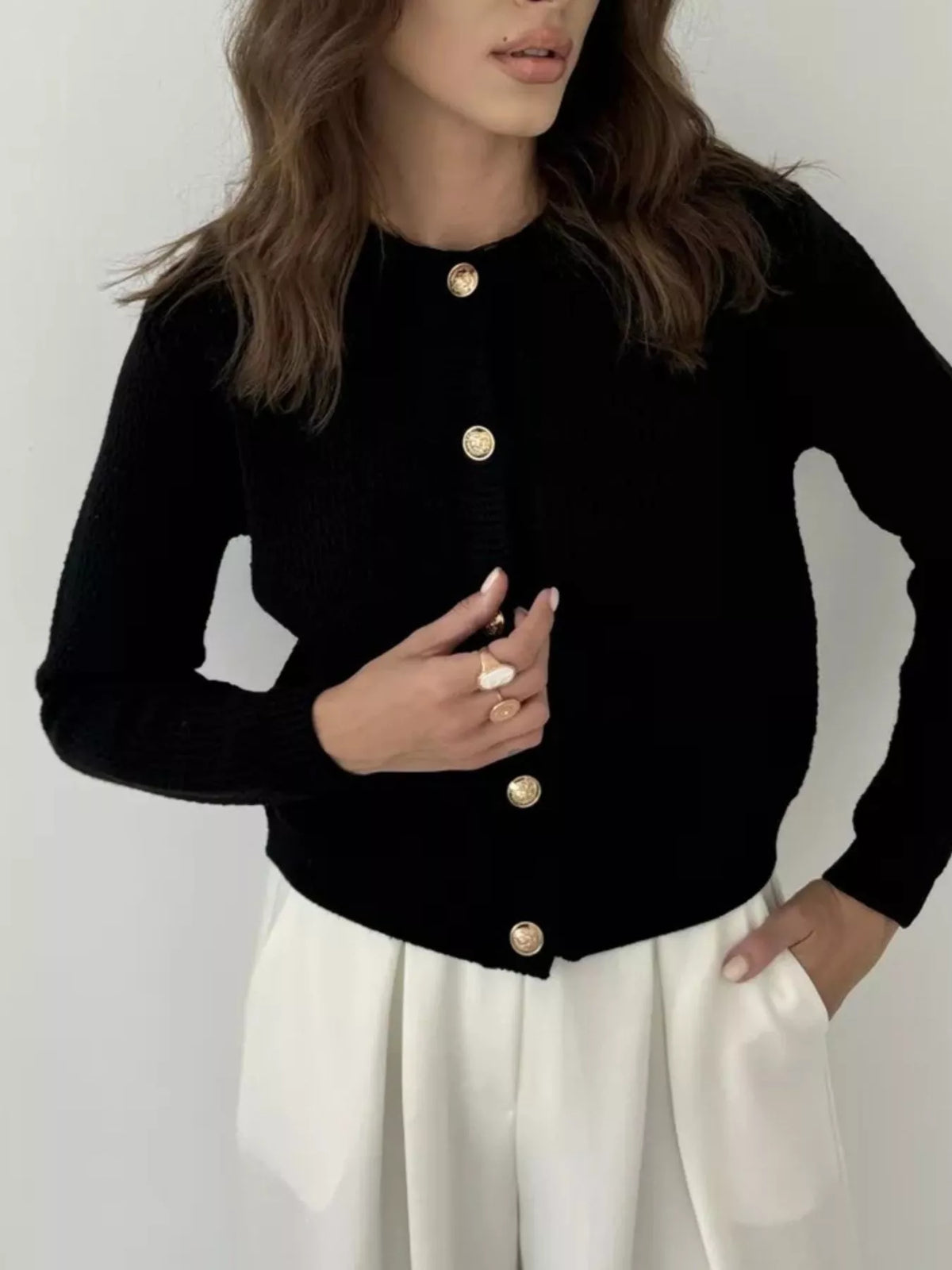 Button Up Texture Knit Cardigan, view 14