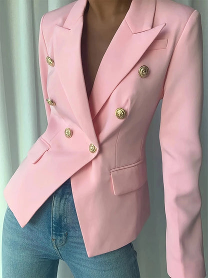 Decor Button Lapel Collar Blazer - Fashorio