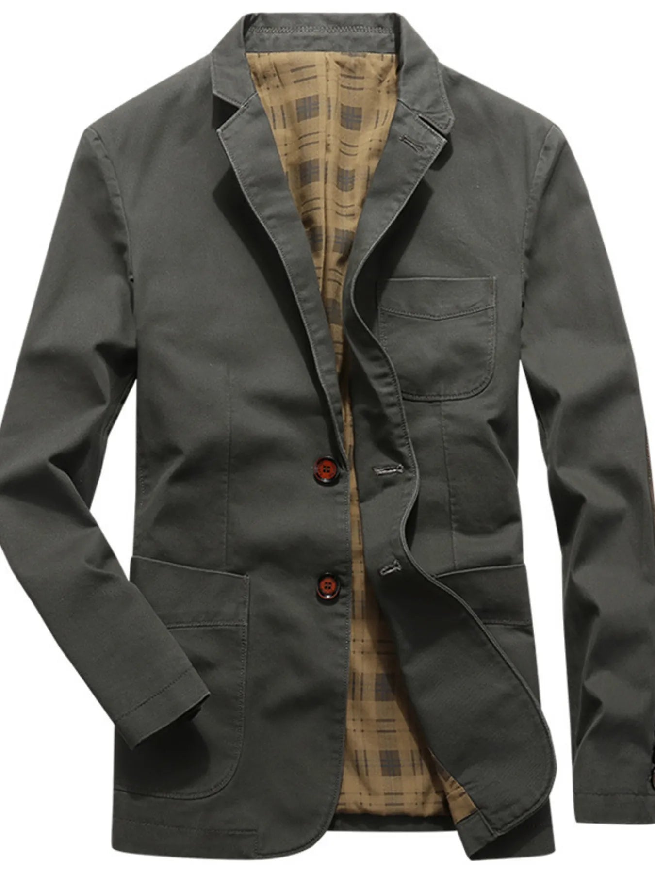 Men's Plus Size Button Up Long Sleeve Blazer Army Green - Fashorio