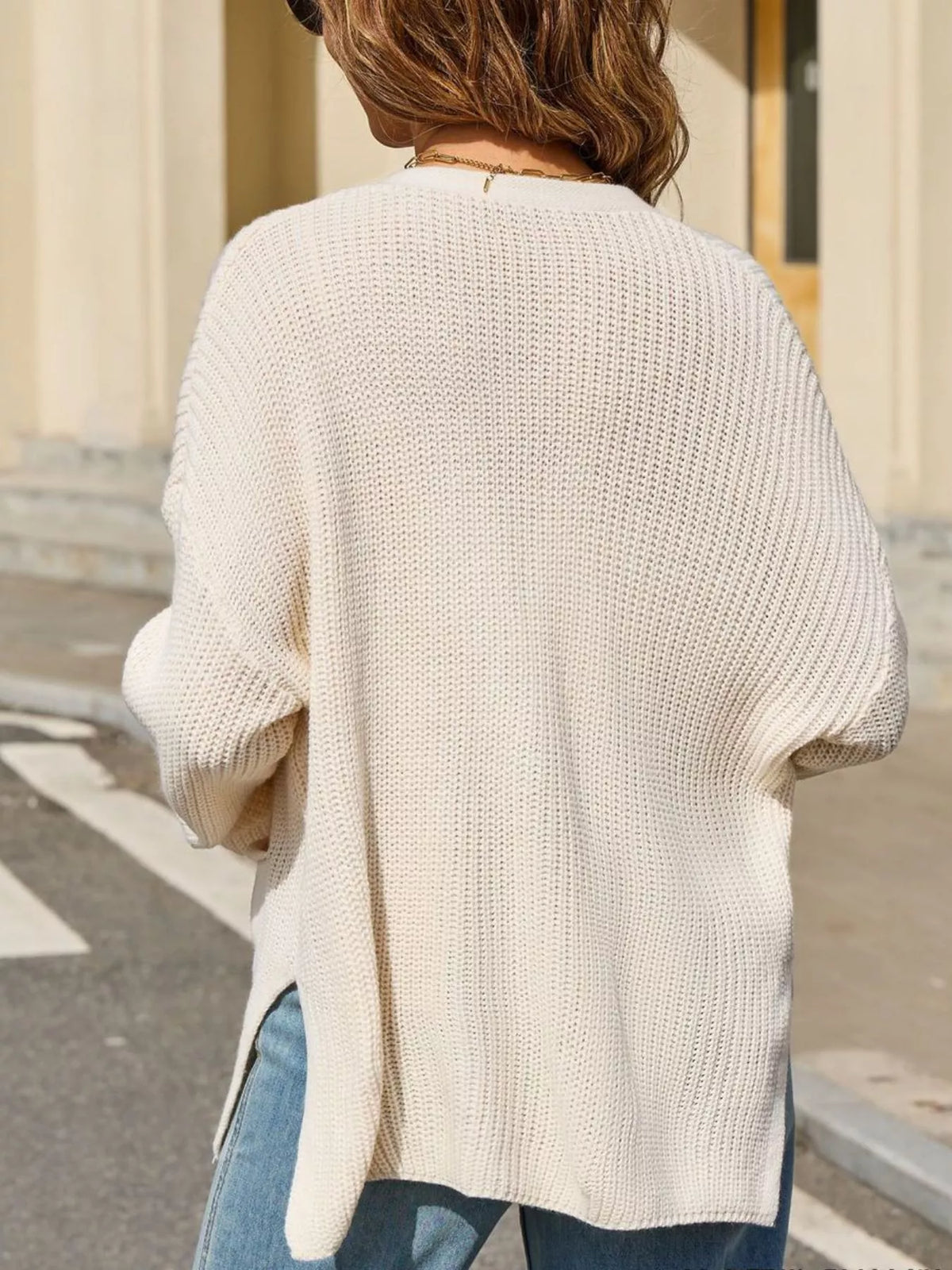 oversized knit button down cardigan knit texture detail