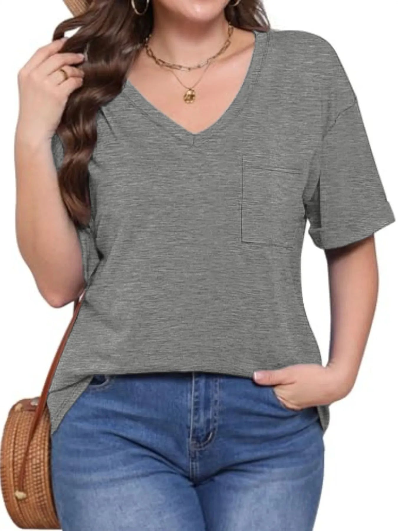 V-Neck Pocket T-Shirt - Fashorio