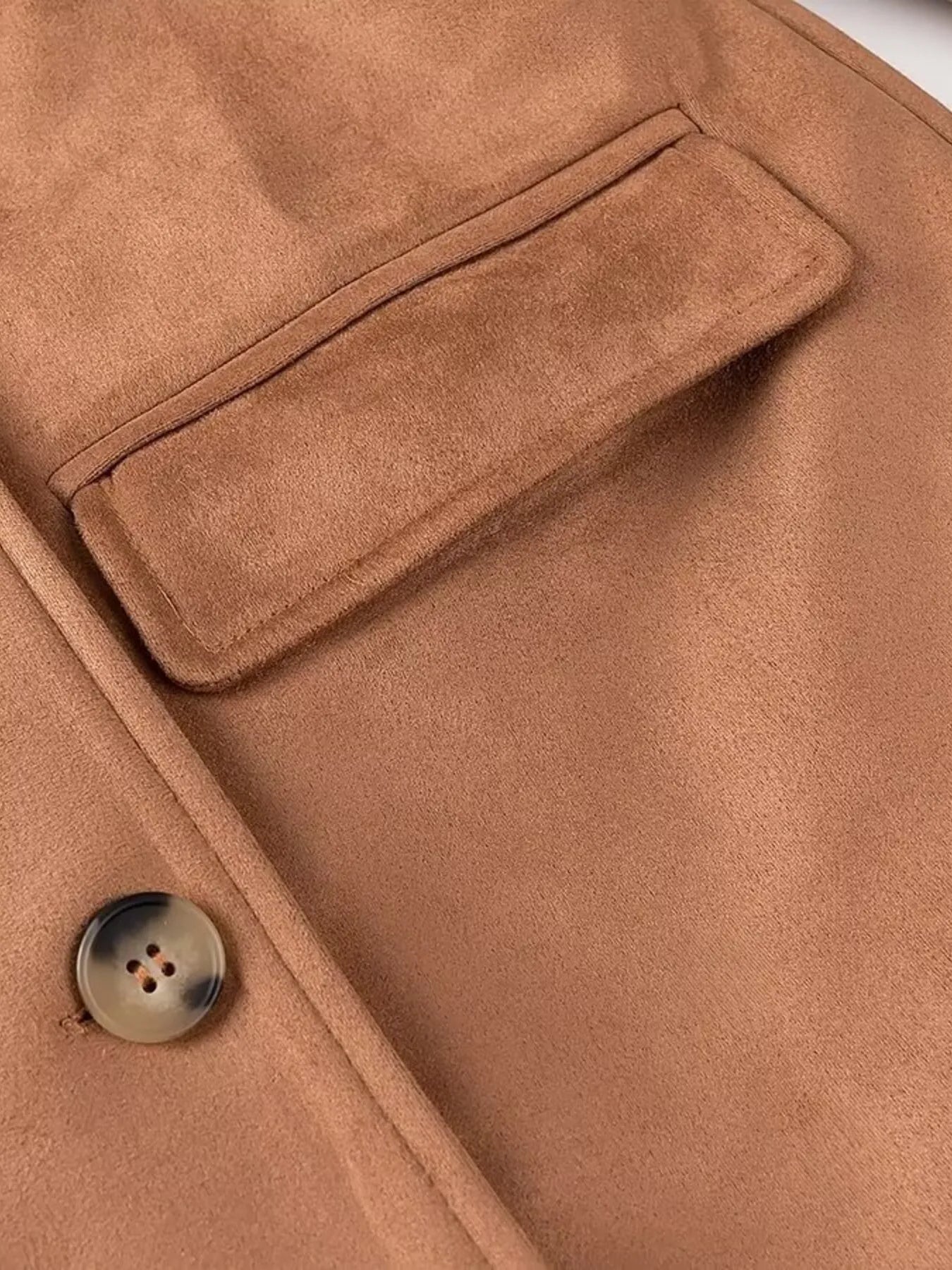 Double-Breasted Lapel Collar Long Coat - Fashorio