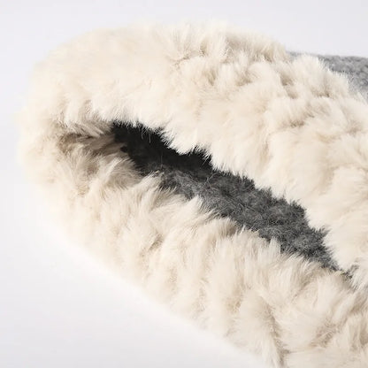 Fuzzy Hem Knit Hat - Fashorio