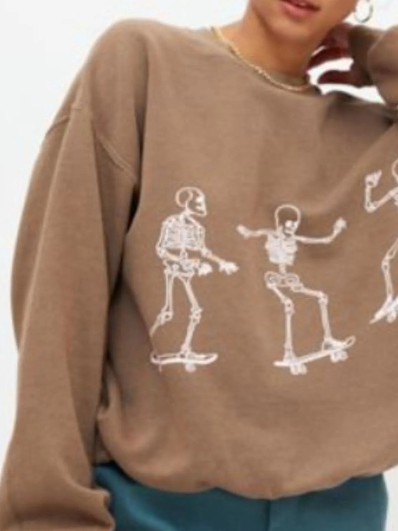 Skeleton Graphic Oversized Sweatshirt - Fashorio